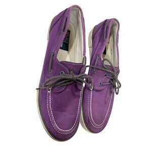 Polo Ralph Lauren Lander Purple Canvas Boat Shoes Casual Comfort Sneakers Sz 12